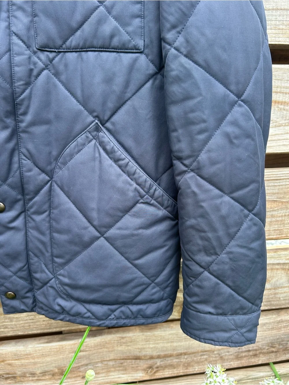 J Crew Navy Quilted Sussex Military Field Jacket - Mens M